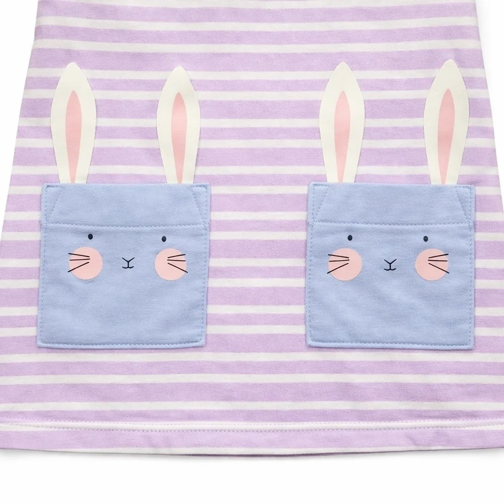 Cat & Jack Baby Girl Bunny Easter Dress 12M | Purple Striped Flutter Sleeve